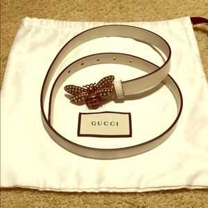 Gucci jeweled pearl dragonfly belt